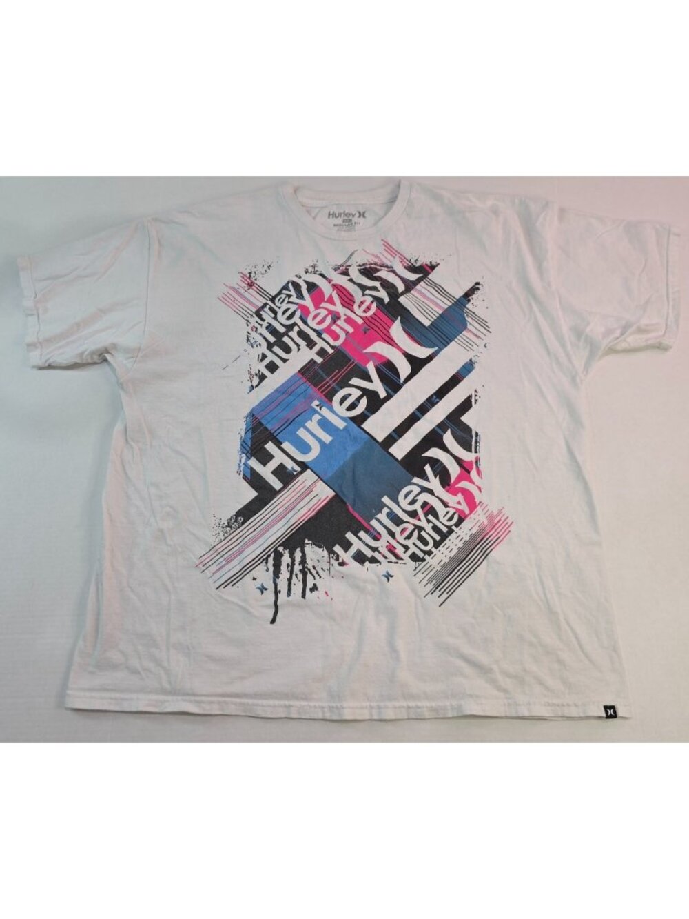 Hurley Mens Premium Fit Logo Graphic T-Shirt White XXL Short Sleeve Cotton Tee
